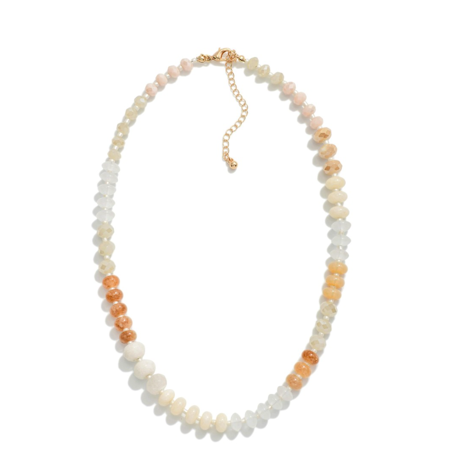 Faceted and Stone Beaded Necklace