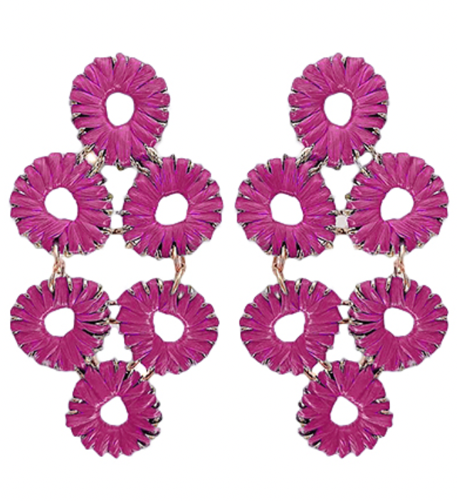 Raffia Wrapped Teardrop Link Earrings