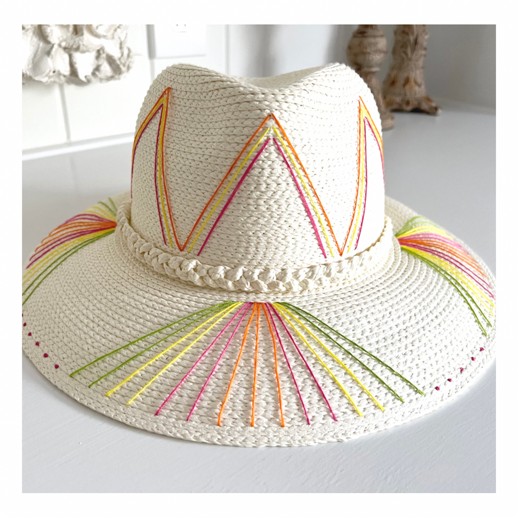 Hand Embroidered Straw Hat